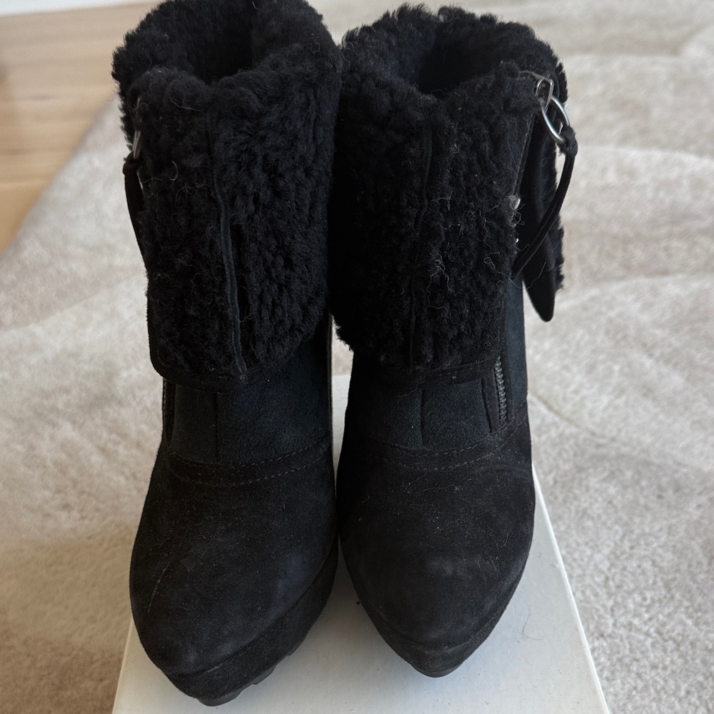 Women's Black Wedge Ankle Boots
